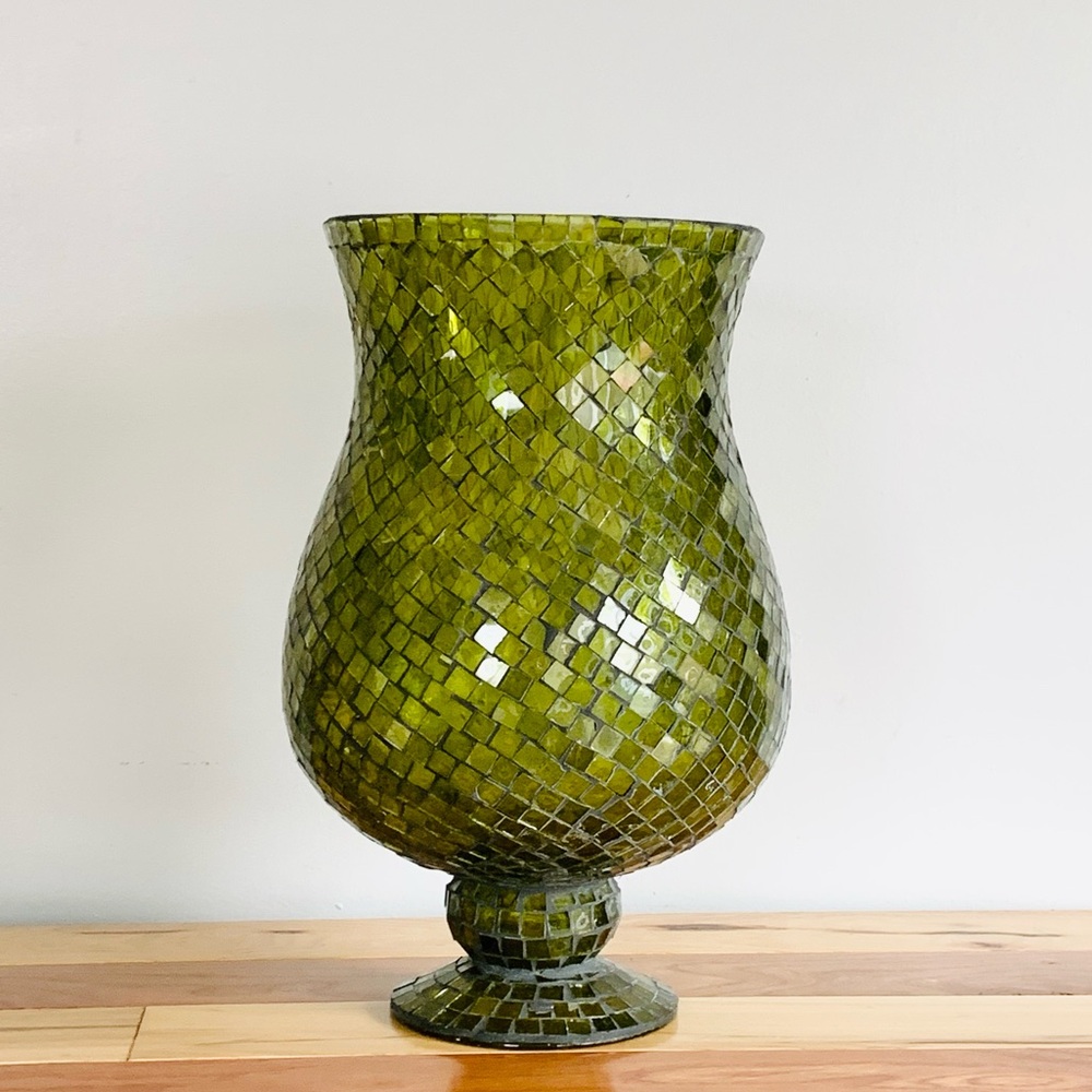 Vintage Stained Glass Green Vase